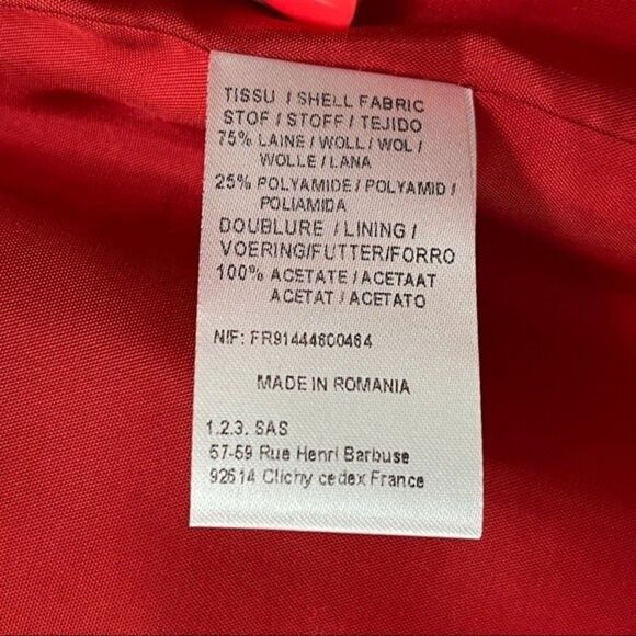1.2.3 Paris Red Long Blazer Size 8 - Picture 4 of 10